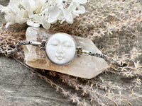 Hand Carved Moon Goddess 925 Silver Handmade Bracelet