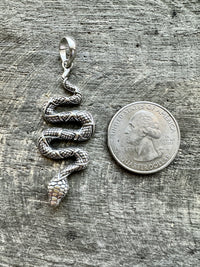 Serpent's Elegance: Sterling Silver Snake Pendant - Handcrafted Reptilian Charm for Unique Style and Symbolic Power