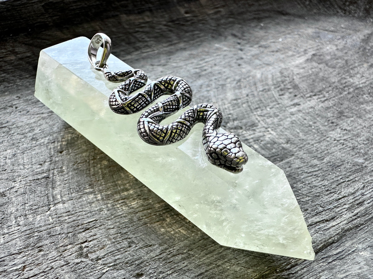 Serpent's Elegance: Sterling Silver Snake Pendant - Handcrafted Reptilian Charm for Unique Style and Symbolic Power