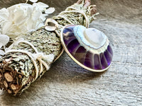 Nautilus Shaped Purple Resin Mother of Pearl 925 Silver Pendant - Crystal Healing Pendant