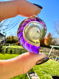 Nautilus Shaped Purple Resin Mother of Pearl 925 Silver Pendant - Crystal Healing Pendant