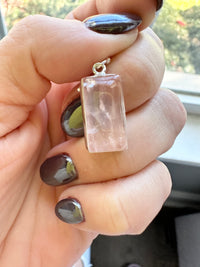 Rectangle Rose Quartz 925 Silver Handmade Earrings - Crystal Healing Meditation