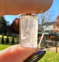 Rectangle Rose Quartz 925 Silver Handmade Earrings - Crystal Healing Meditation