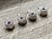 Ornate Press Close Handmade 925 Silver Locket - Crystal Healing Meditation
