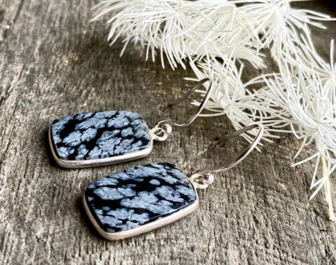 Snowflake Obsidian 925 Silver Handmade Pendant - Crystal Healing Meditation
