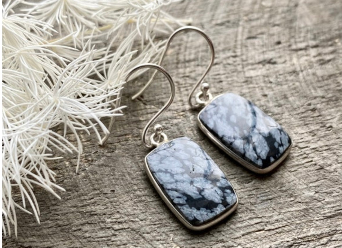 Snowflake Obsidian 925 Silver Handmade Pendant - Crystal Healing Meditation
