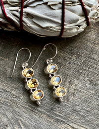 Trilogy Citrine Faceted 925 Silver Handmade Earrings