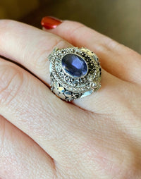 Faceted Gem Stone 925 Silver Handmade Locket Poison Ring