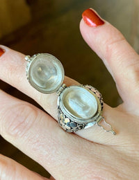Faceted Gem Stone 925 Silver Handmade Locket Poison Ring