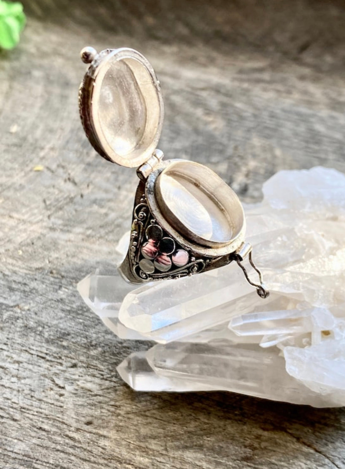 Faceted Gem Stone 925 Silver Handmade Locket Poison Ring