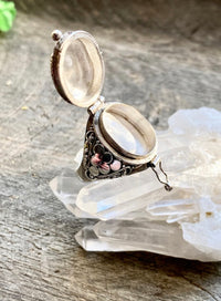 Faceted Gem Stone 925 Silver Handmade Locket Poison Ring