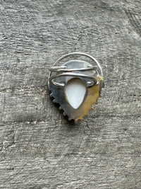 Divine Harmony: Carved Bovine Bone Goddess Ring in Solid 925 Silver