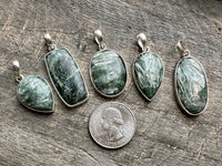 Enlightened Seraphinite: Seraphinite 925 Solid Silver Pendant - Illuminate Your Path with Heavenly Green Brilliance