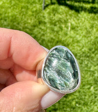 Enlightened Seraphinite: Seraphinite 925 Solid Silver Ring - Illuminate Your Path with Heavenly Brilliance