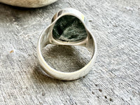 Enlightened Seraphinite: Seraphinite 925 Solid Silver Ring - Illuminate Your Path with Heavenly Brilliance