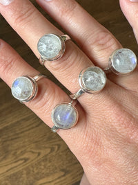 Mystic Moonbeam: Handcrafted Full Moon Moonstone Ring in Solid 925 Silver