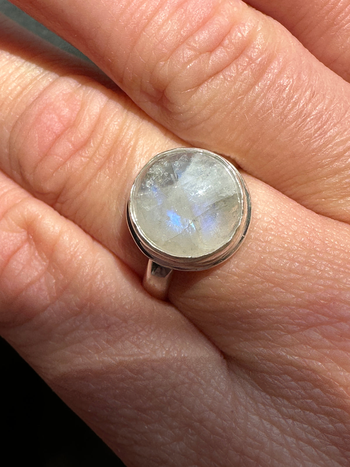 Mystic Moonbeam: Handcrafted Full Moon Moonstone Ring in Solid 925 Silver