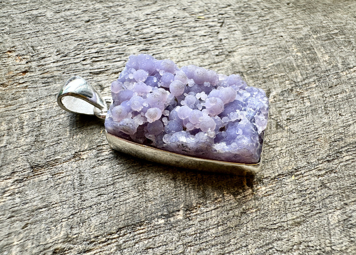 Vineyard Symphony: Handcrafted Rectangle Grape Agate Pendant