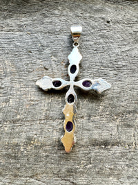 Sacred Fusion: Solid Silver 925 Amethyst and Citrine Cross Handmade Pendant