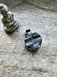 Black Tourmaline With Black Onyx 925 Solid Silver Pendant