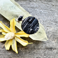 Black Tourmaline With Black Onyx 925 Solid Silver Pendant