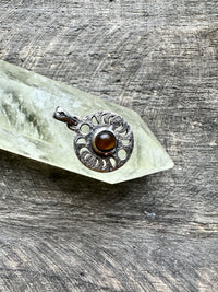 Lunar Radiance: Handmade Phases Of Moon Natural Tiger Eye Pendant for Spiritual Connection