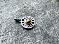 Lunar Radiance: Handmade Phases Of Moon Natural Tiger Eye Pendant for Spiritual Connection