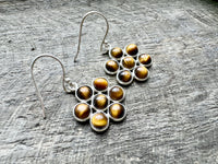 Elegance in Motion: Handmade 925 Silver 7 Stone Tiger Eye Earrings for Natural Radiance