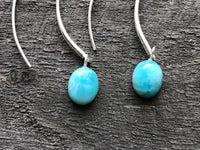 Larimar 925 Sterling Silver Earrings Handmade Sterling Silver Jewelry - Crystal Healing, Meditation