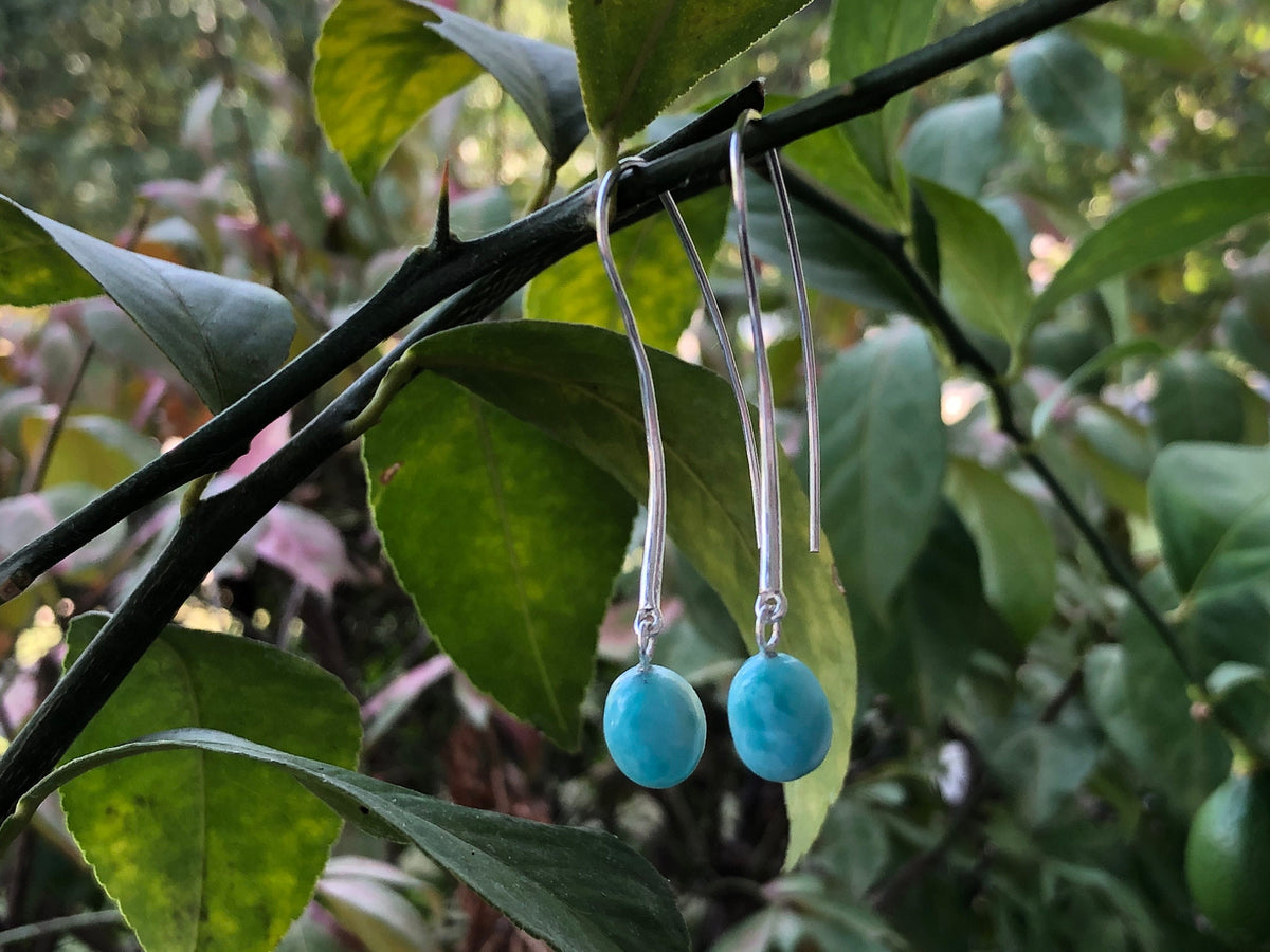 Larimar 925 Sterling Silver Earrings Handmade Sterling Silver Jewelry - Crystal Healing, Meditation