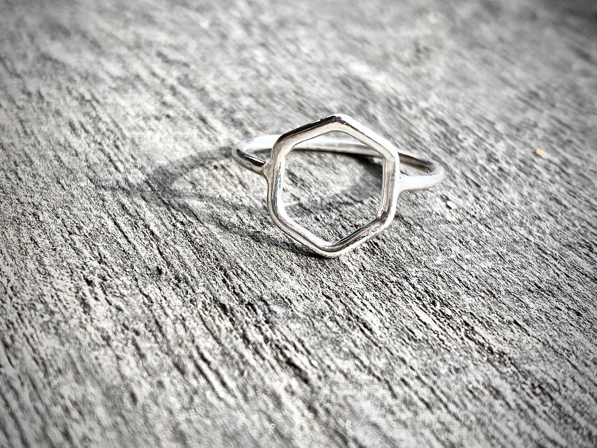 Silver Rings  Geometric  Hexagon   Sterling Silver Handmade Jewelry