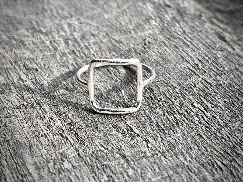Square Geometric 925 Silver Handmade Ring Jewelry