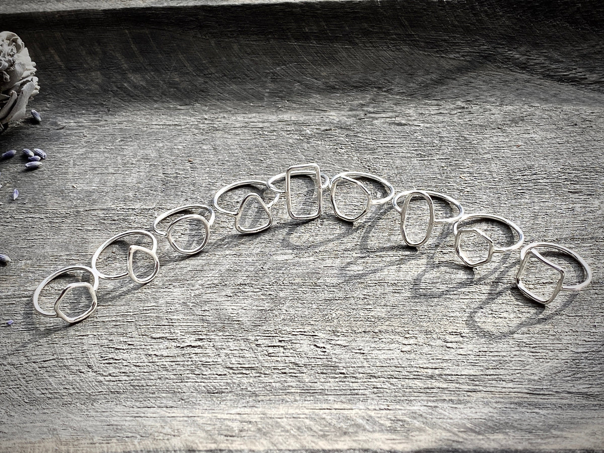 Silver Rings  Geometric  Hexagon   Sterling Silver Handmade Jewelry
