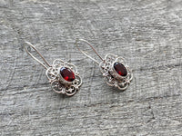 Gorgeous Garnet Classic 925 Silver Earrings - Crystal Healing Meditation