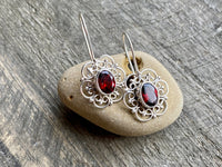 Gorgeous Garnet Classic 925 Silver Earrings - Crystal Healing Meditation