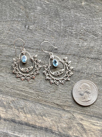 Boho Blue Topaz 925 Silver Handmade Earrings - Crystal Healing Meditation