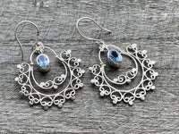 Boho Blue Topaz 925 Silver Handmade Earrings - Crystal Healing Meditation