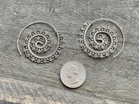 Bohemian Boho Spiral 925 Silver Handmade Earrings - Crystal Healing Meditation