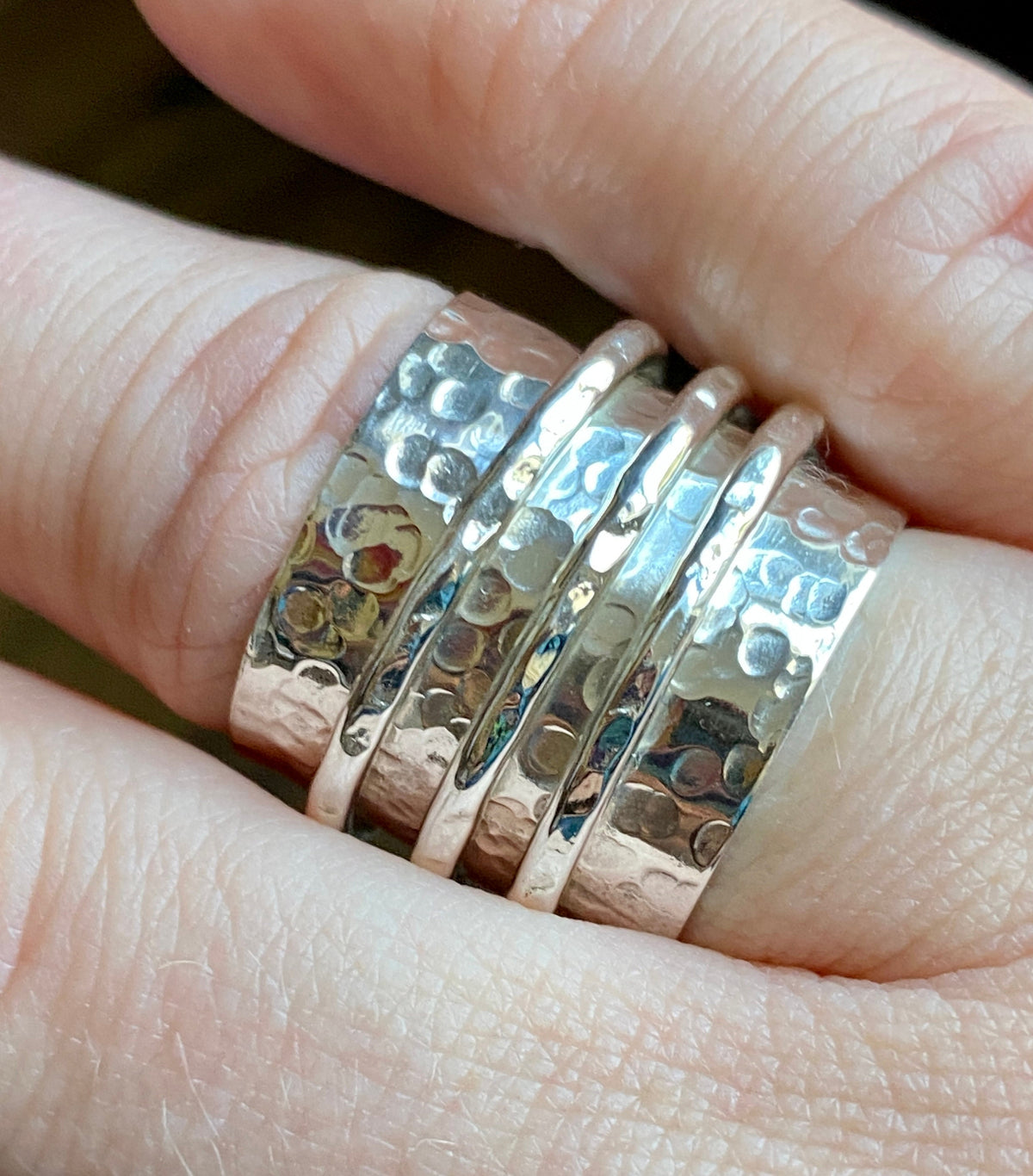 Silver Hammered Handmade Ring - Crystal Healing Meditation
