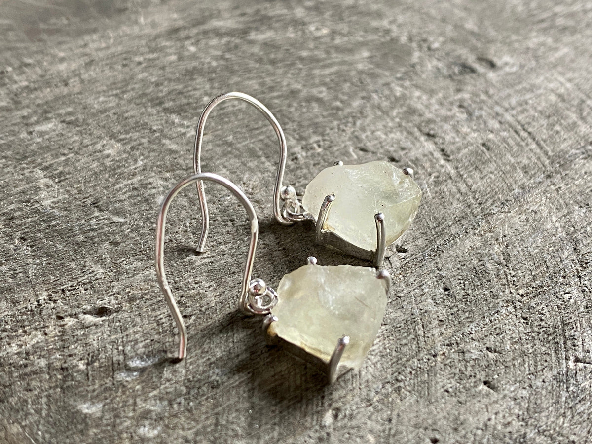 Rare Libyan Desert Glass 925 Silver Handmade Earrings - Crystal Healing Meditation