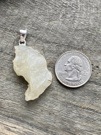 Rare Libyan Desert Glass Stone 925 Silver Handmade Pendant - Crystal Healing Meditation