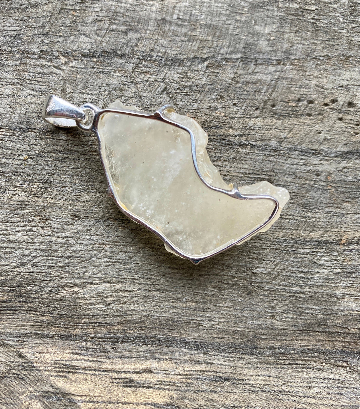 Rare Libyan Desert Glass Stone 925 Silver Handmade Pendant - Crystal Healing Meditation