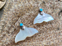 Mother of Pearl Carved Tail and Larimar 925 Silver Handmade - Crystal Healing Meditation