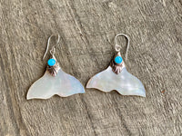 Mother of Pearl Carved Tail and Larimar 925 Silver Handmade - Crystal Healing Meditation