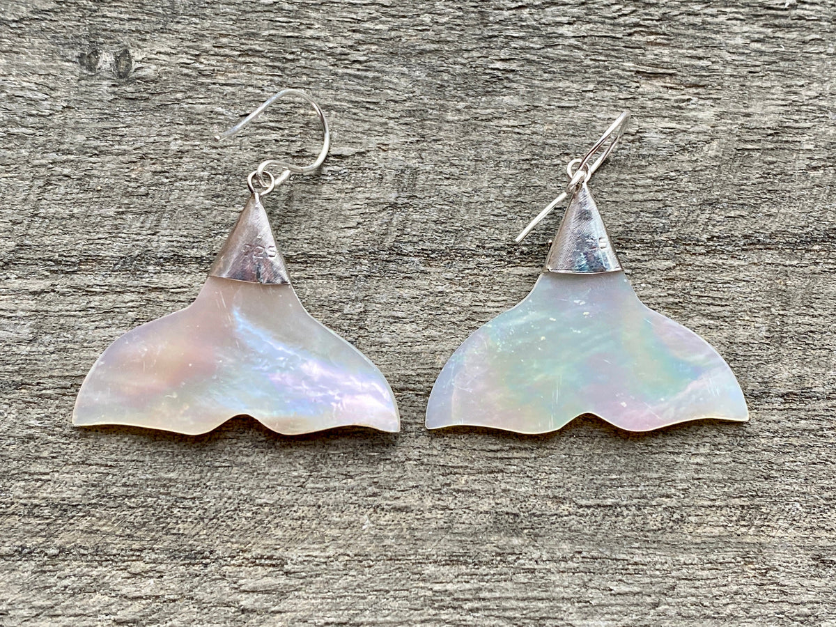 Mother of Pearl Carved Tail and Larimar 925 Silver Handmade - Crystal Healing Meditation