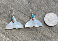 Mother of Pearl Carved Tail and Larimar 925 Silver Handmade - Crystal Healing Meditation