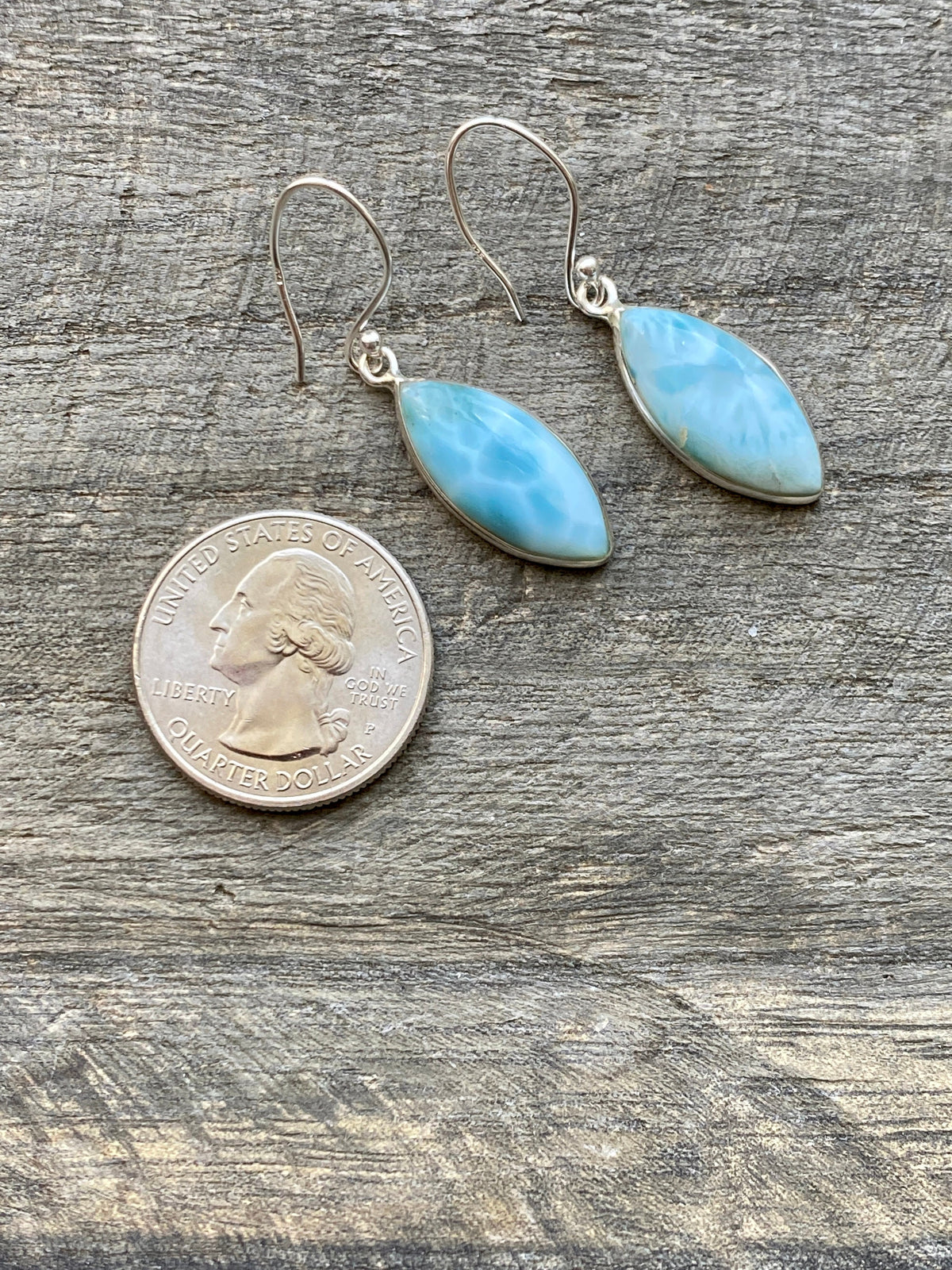 Larimar 925 Sterling Silver Earrings Handmade Sterling Silver Jewelry - Crystal Healing, Meditation