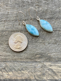 Larimar 925 Sterling Silver Earrings Handmade Sterling Silver Jewelry - Crystal Healing, Meditation