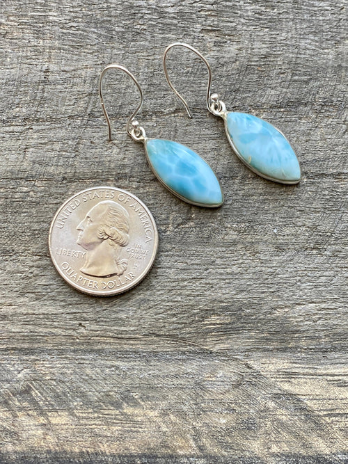 Larimar 925 Sterling Silver Earrings Handmade Sterling Silver Jewelry - Crystal Healing, Meditation