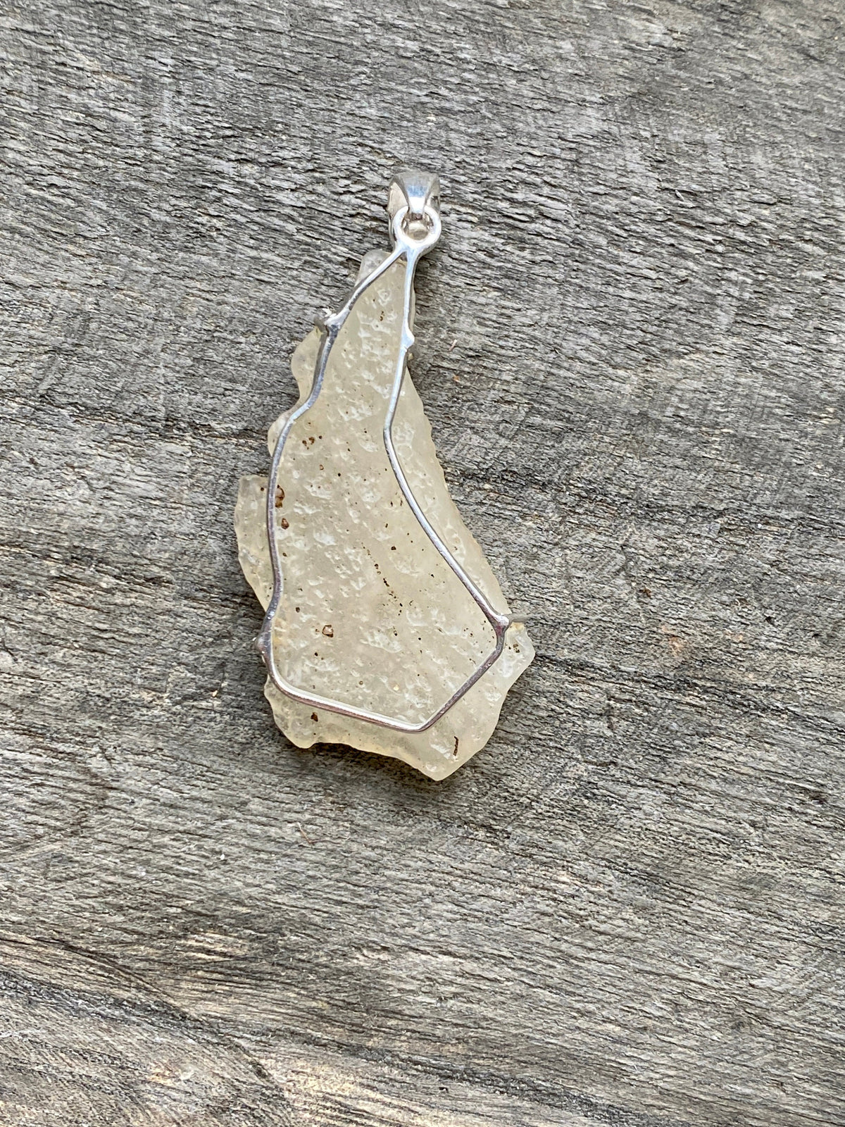 Rare Libyan Desert Glass Stone 925 Silver Handmade Pendant - Crystal Healing Meditation